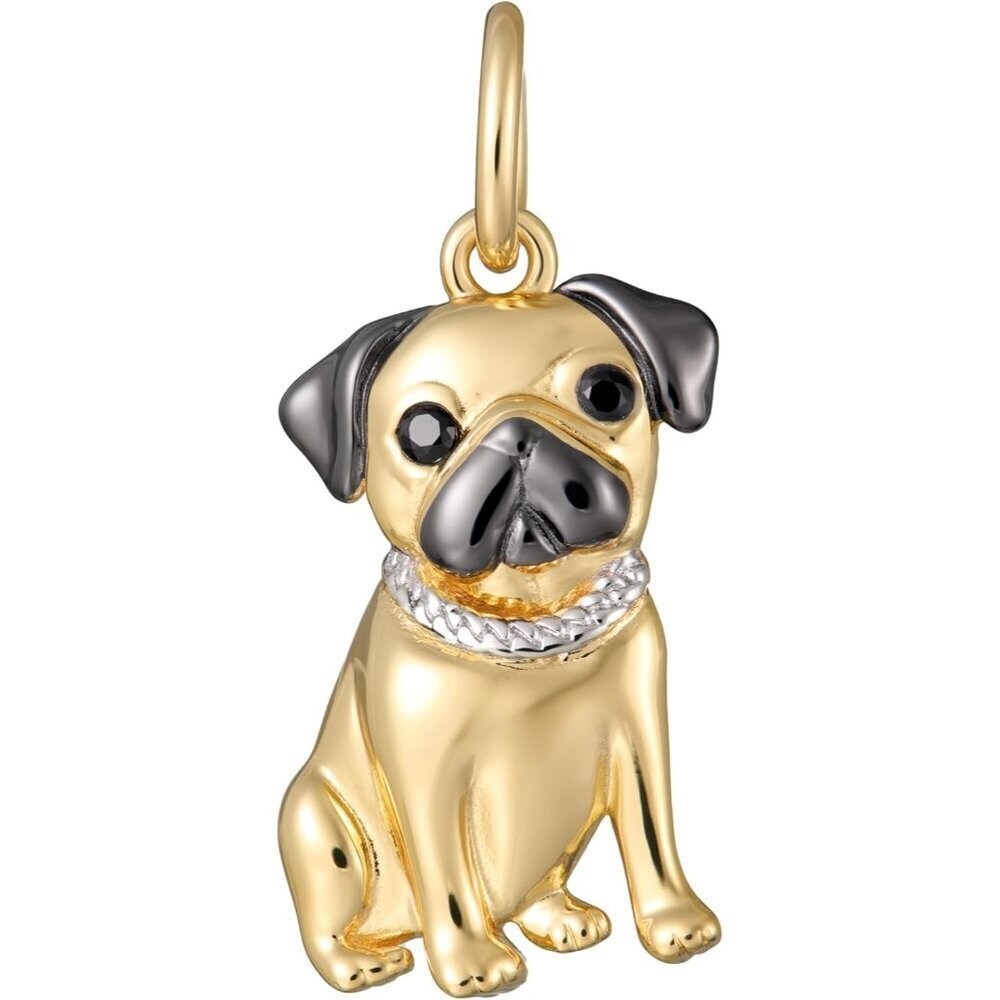 Sterling Gold Pug breed charm plated option cubic zirconia Necklace Jewelry